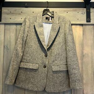 J Crew Grey Herringbone Blazer with Contrasting Lining